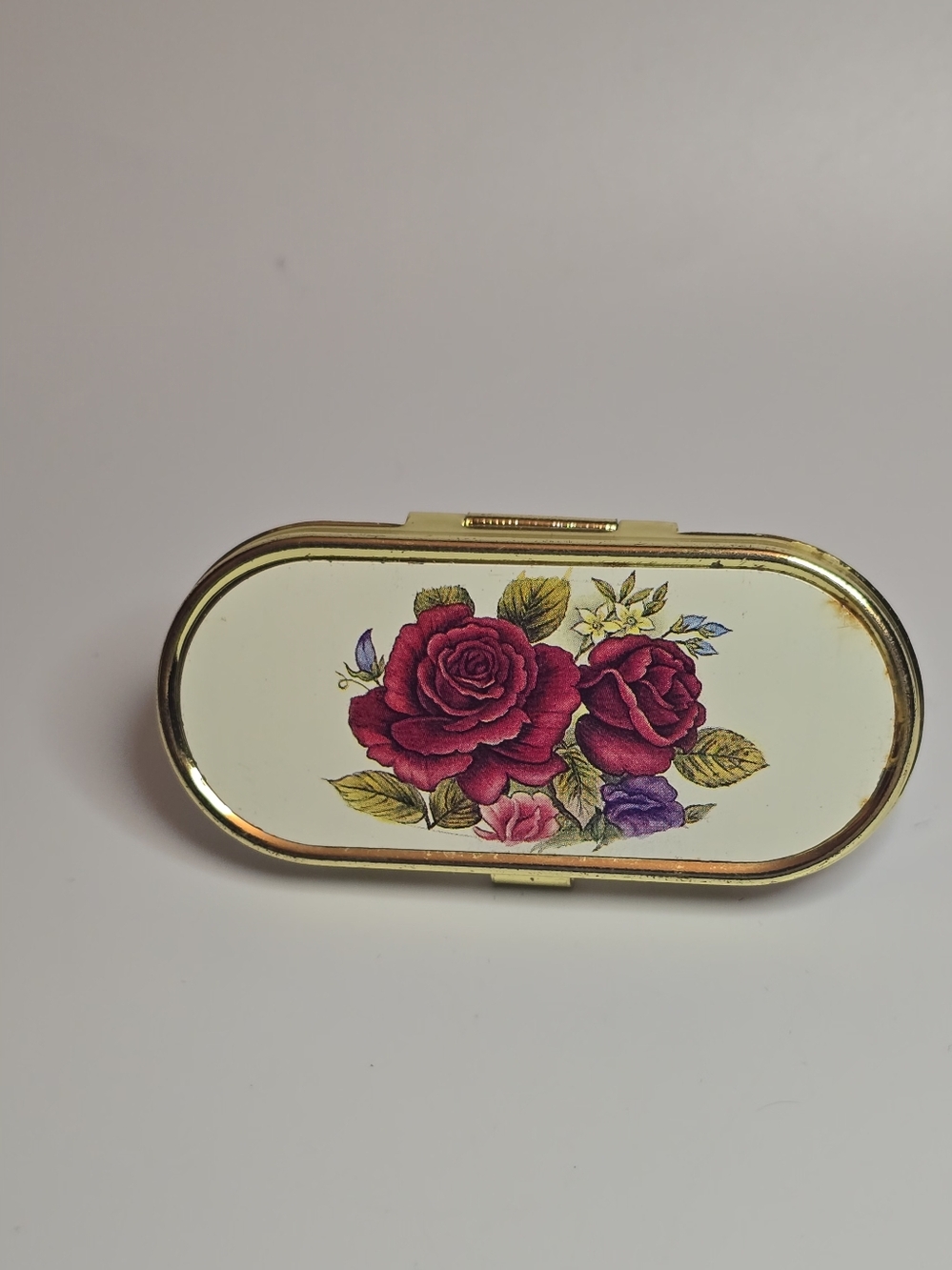 Floral Compact Lipstick Case with Rose Design